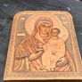 Vintage Hand Carved Greek Wooden Icon Image 3