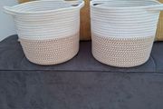 2 X Cream &amp; Gold Storage Baskets