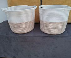 2 X Cream & Gold Storage Baskets