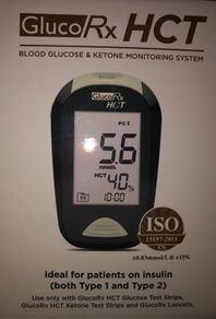 GlucoRx HCT Blood Glucose and Ketone Diabetic Monitoring Meter Monitor System
