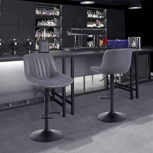 NEW SALE | Bar Stools Set of 2, Swivel Counter Height Barstools with Back, Adjustable PU Leather Bar Stool, Modern Kitchen Breakfast Bar Stools, Dark Grey