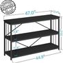 Black Sofa Table, Modern Metal Wood Entryway Console Table, Industrial 3 Tier Foyer Hallway Tables Behind Couch for Living Room, Black Oak,120cm Image 2