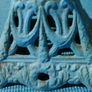 Vintage Victorian oil lamp CAST IRON BASE with Bristol  bowl Image 3