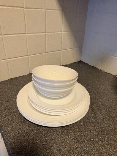 IKEA White Dinnerware Set + Cutlery