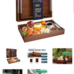 Brand new serving tray set. Bamboo. Brand new