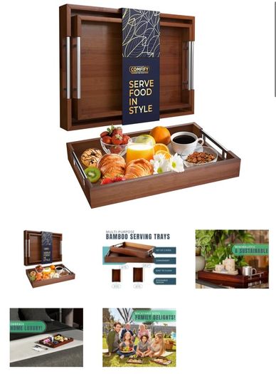 Brand new serving tray set. Bamboo. Brand new