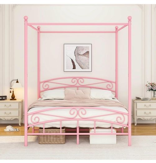 Bed Frame King Size with Ornate European Style Headboard & Footboard