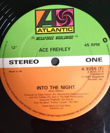 Ace Frehley (KISS)/ Frehley's Comet - Into The Night 12" E.P. (1987) UK 1st Press EX+ HARD ROCK