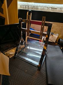 TV mount with glass shelves