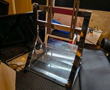 TV mount with glass shelves
