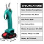 2 Battery Kit 98V Cordless Pruner Electric Pruning Shear with 9700mAh Lithium-ion Battery Efficient Fruit Tree Bonsai Pruning Branche Cutter Image 2