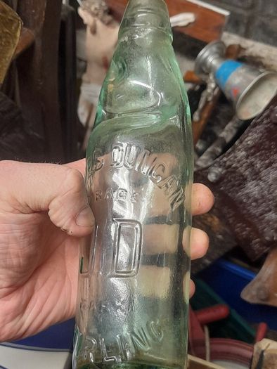 Antique James Duncan JD Glass Codd Neck Bottle Featuring a Marble Stopper