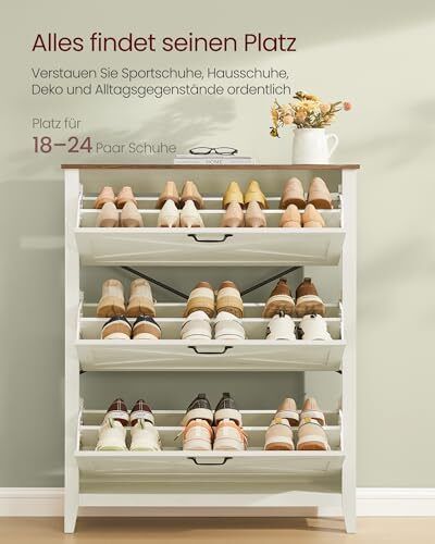 Vintage 3 Door Shoe Storage Cabinet Freestanding 18-24 Pairs