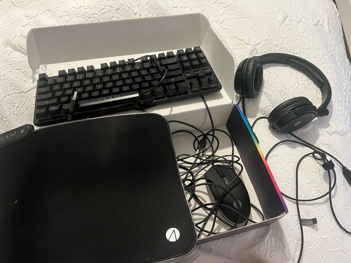 gaming set with headphones keyboard