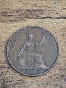 Great Britain UK 1946 One Penny George VI Coin - free standard postage