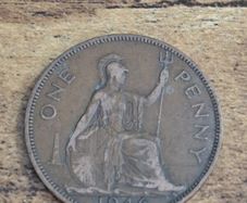 Great Britain UK 1946 One Penny George VI Coin - free standard postage