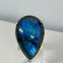 Labradorite Solitaire Ring in Platinum Overlay Sterling Silver Image 3