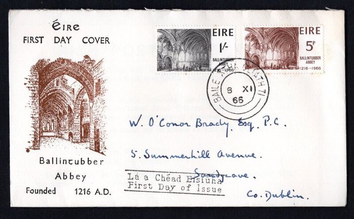 1966 Ireland Ballintubber Abbey Commemorative Stamps Illustrated First Day Cover (FDC)