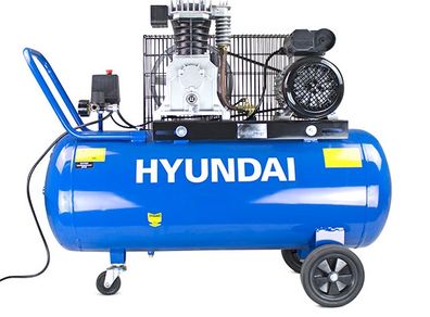 Hyundai 100 Litre Air Compressor, 14CFM/145psi, Twin Cylinder, Belt Drive 3hp