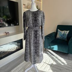 Ladies Grey & Black Snakeskin print Midi Dress from Gallery