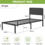 Single Bed Frame 3ft with Upholstered Headboard, 36 cm High Image 9