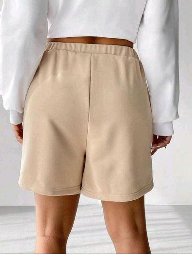 Flap Pocket Tie-Waist Apricot Shorts S
