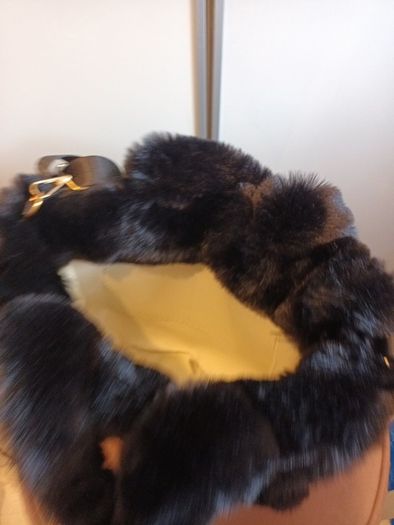 Black fur handbag