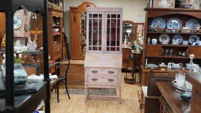 Hand Painted Bureau Bookcase / Display Cabinet