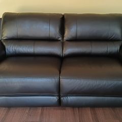 Samuel Black Leather 3 Seater Sofa by Murphy Home