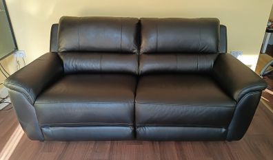 Samuel Black Leather 3 Seater Sofa by Murphy Home