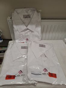 3 New White Business Shirts Size 19 inch Short Sleeve