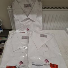3 New White Business Shirts Size 19 inch Short Sleeve