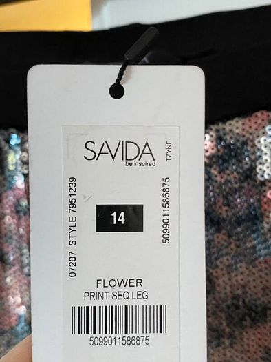 NEW Savida flower print sequin leggings, Size 14, BNWT