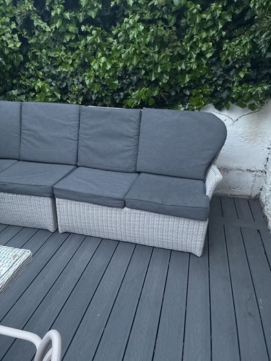 Huge Outdoor Living corner sofa and grey cushions .Please read