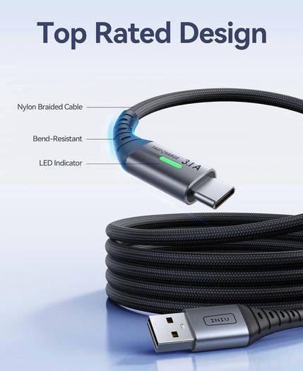 USB-C to USB-C Fast Charging Cable 2m, 100W Power Delivery,  Extra-Long & Durable, Compatible with iPhone, Samsung, Android, iPad, Laptop & More