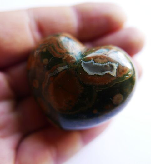 2" Multicolor Rhyolite Jasper Puffy Heart Crystal Mineral Stone