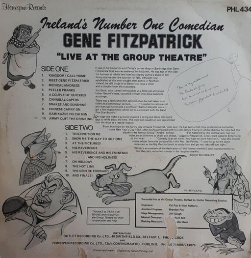 Gene Fitzpatrick - Live At The Group Theatre Vinyl LP 1981