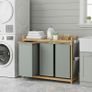Bamboo Laundry Sorter with 3 Removable Bags and Storage Shelf 150L Image 6