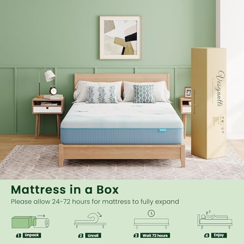 Double Mattress, 20CM Ocean-Inspired Double Memory Foam Mattress with Cooling Gel Foam and Breathable Mesh - Medium Firm, 135x190x20cm