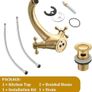 Golden Bathroom Sink Tap for Basin with Pop Up Sink Plug Dual Cross Lever Gold Brass Swan Neck Bathroom Tap Mixer Traditional Basin Mixer Tap Image 3