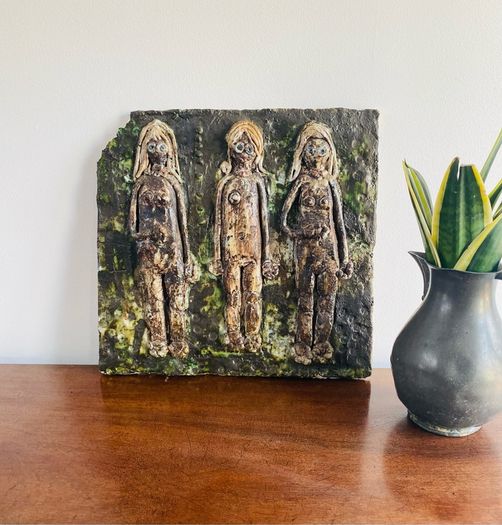 Ceramic Artwork on Stone 38.5 x 36.5 cm