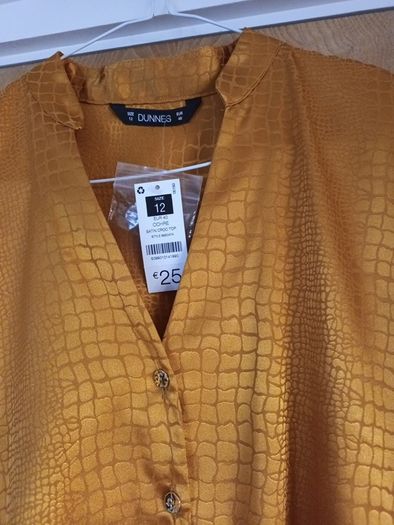 Dunnes Ochre Satin Croc Top.   S. 12.    B.N.W.T.
