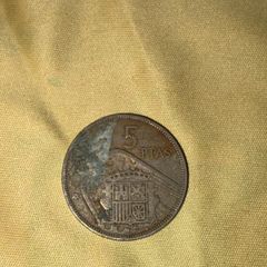 1957 Spain 5 Pesetas Coin - Francisco Franco (Damaged)