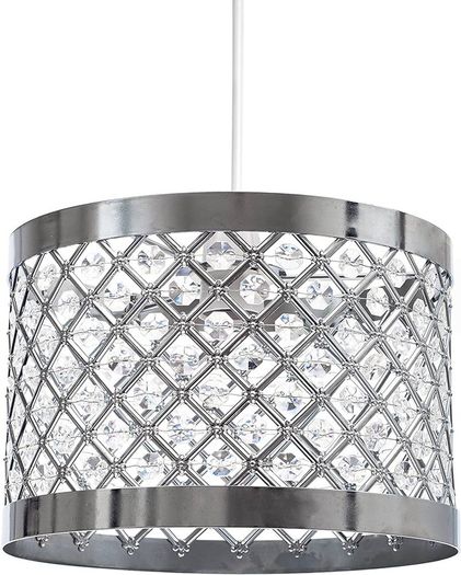 Acrylic Moda Sparkly Ceiling Pendant Light Shade, Steel