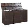 Triple Wheelie Bin Shed Brown 229x78x120 cm Poly Rattan Image 4