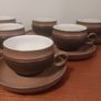 Fabulous Vintage Retro 1970s Set of Six Tea/Coffee Duos by Denby in the Rustic Cotswold Pattern Image 2