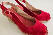 Toni Pons espadrilles Calpe suede peep toes red UK 6.5 RRP 75 euro new &amp; boxed