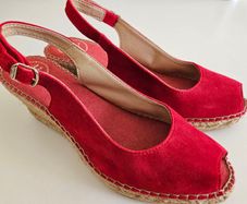 Toni Pons espadrilles Calpe suede peep toes red UK 6.5 RRP 75 euro new & boxed
