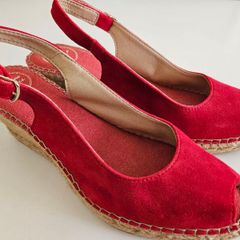 Toni Pons espadrilles Calpe suede peep toes red UK 6.5 RRP 75 euro new & boxed