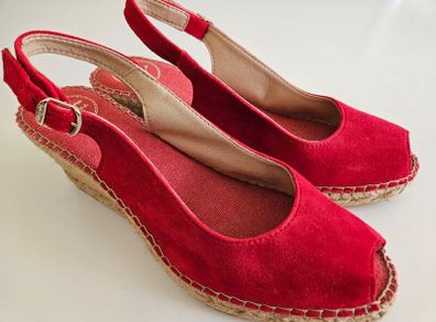 Toni Pons espadrilles Calpe suede peep toes red UK 6.5 RRP 75 euro new & boxed